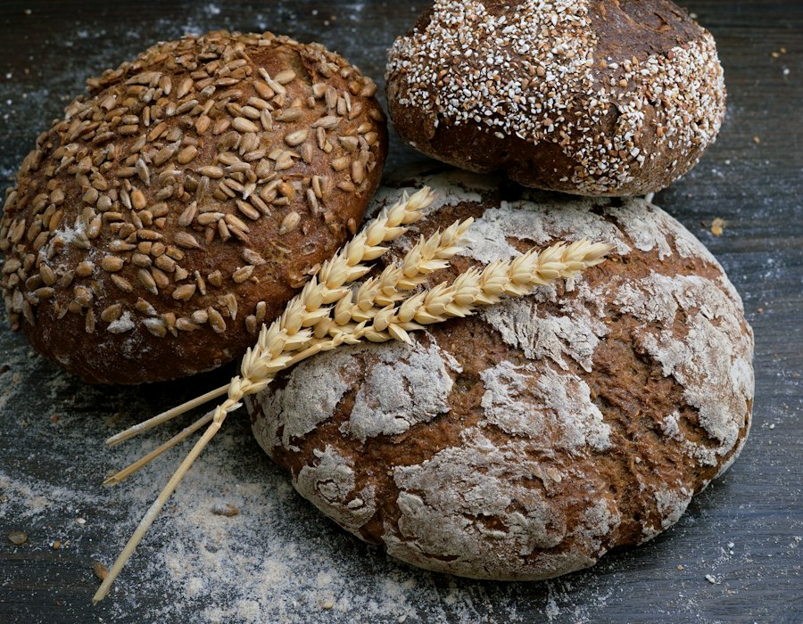 Rustic loaves with wheat
